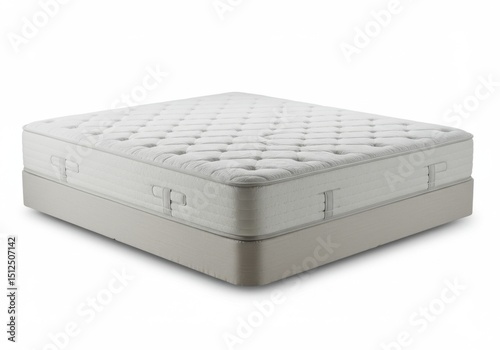 A high-quality, inviting mattress set isolated on a clean, white background for product display.