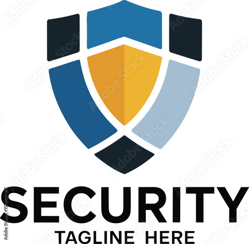 Modern Security Shield Logo Design with Bold Typography and Clean Lines