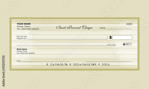 guilloche pattern Business Bank Check Vector