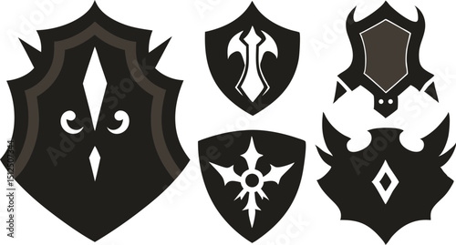 40 silhouette shields with fantasy inspired shapes