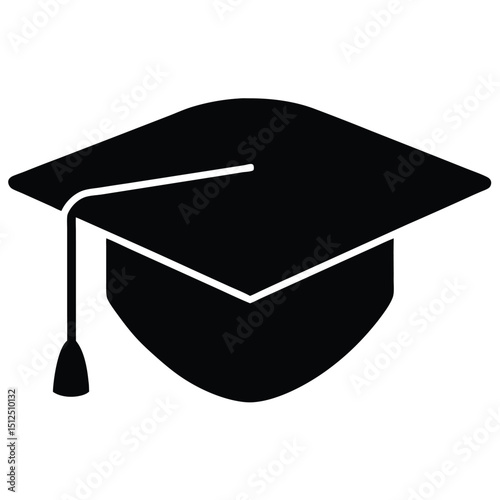 Degrees Hat Silhouette, graduation cap silhouette, black and white silhouette, vector and illustration, School Cap, Graduation cap vector icon black color education, Graduation Celebration.