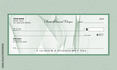 guilloche pattern Business Bank Check Vector