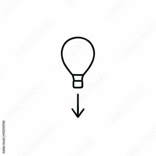 Minimal balloon with downward vector — hot air balloon metaphor.