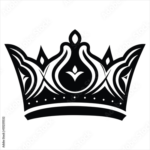 royal crown silhouette line art vector illustration