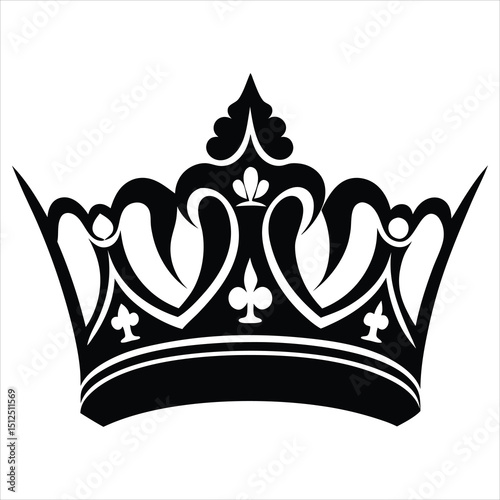 royal crown silhouette line art vector illustration