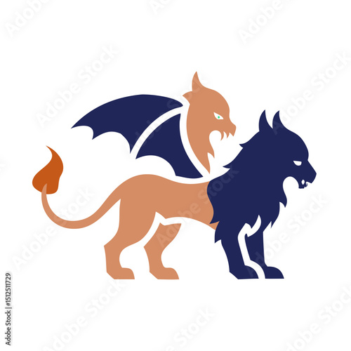 Chimera hybrid beast with mythical features vector illustration