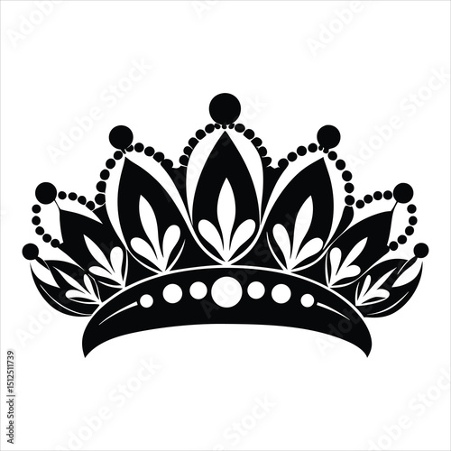 royal crown silhouette line art vector illustration