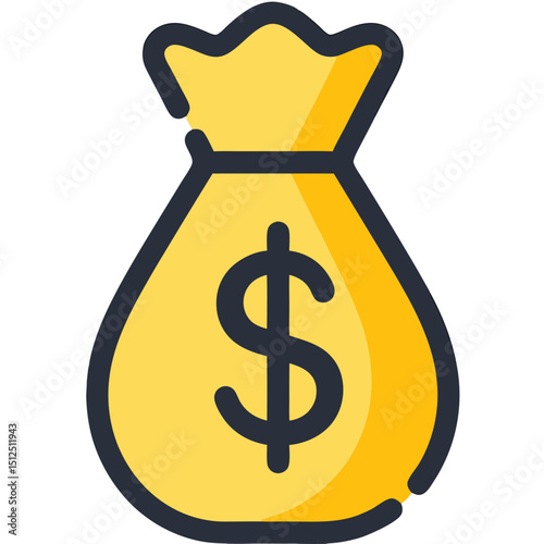 Golden Money Bag Dollar Sign Vector Illustration