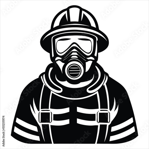 Detailed male firefighter silhouette design, emergency services, firefighter, silhouette, fireman