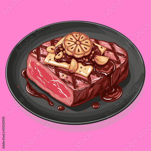 beef steak vector illustration