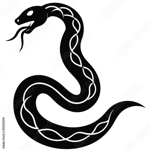 Cobra snake silhouette vector art illustration black, snake graphic icon snake black silhouette isolate vector, Coiled snake silhouette vector illustration of a cartoon of a snake vector illustration.