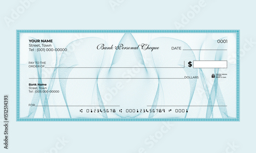 guilloche pattern Business Bank Check Vector
