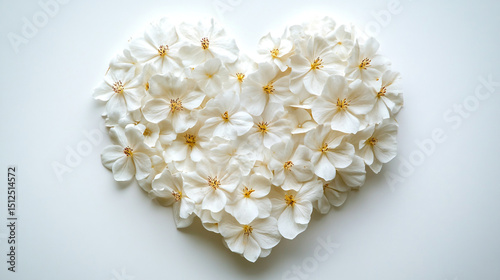 Lovely white flowers arranged in a heart shape romantic floral design perfect for valentines day wedding. card soft