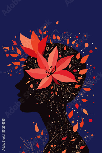 Girl, Woman, Mother, Daughter, Flowers, Mental Health, Love, Freedom, Dreams, Thoughts, World, Vector, Artwork