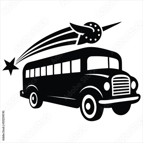 school bus icon line art silhouette vector illustration
