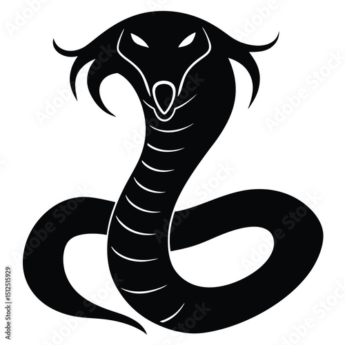 Cobra snake silhouette vector art illustration black, snake graphic icon snake black silhouette isolate vector, Coiled snake silhouette vector illustration of a cartoon of a snake vector illustration.
