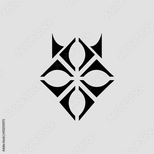 Geometric wolf in minimalist grayscale vector illustration