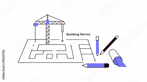 Building Permit Concept  vector illustration