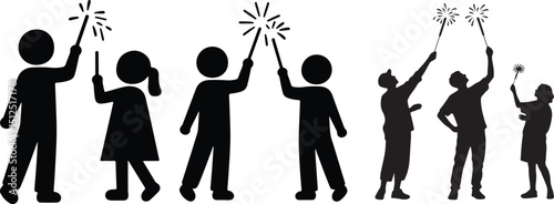 People lighting fireworks or sparklers icon