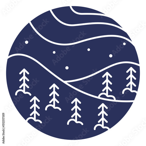 Snow landscape silhouette