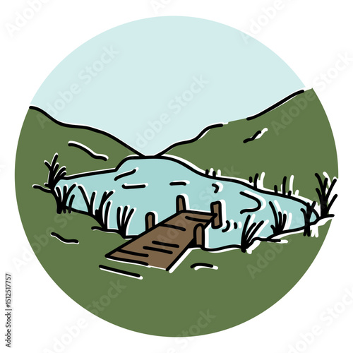 Simple dock in pond color stroke
