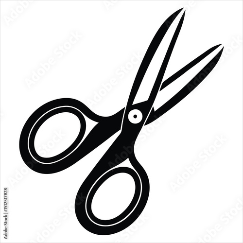 surgical scissor black silhouette vector, Simple silhouette Design vector icon with white background.  
