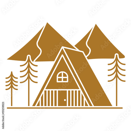 Triangular cabin in the mountains cut out