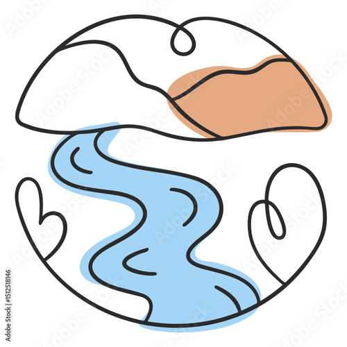 Nature scenery river doodle 