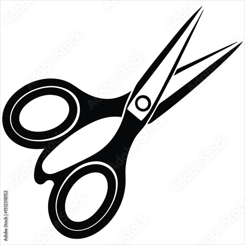 surgical scissor black silhouette vector, Simple silhouette Design vector icon with white background.  
