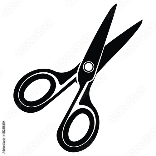 surgical scissor black silhouette vector, Simple silhouette Design vector icon with white background.  
