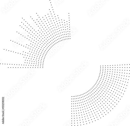 Circular texture with long dotted rays radiating outward from the center in straight lines.