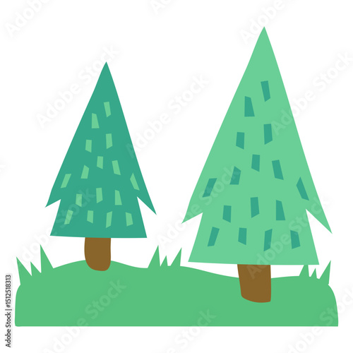 Nature scenery pine trees semi flat