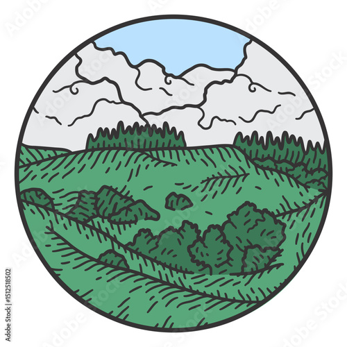 Grassland field color stroke landscape
