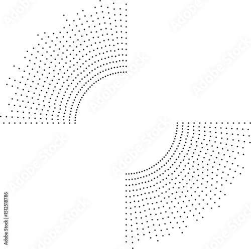 Circular texture featuring irregular long dotted rays radiating outward from the center.