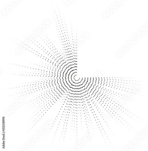 Circular radial texture with irregular rays forming three-quarters of a complete circle, offering an asymmetrical abstract design.