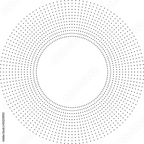 Circular dotted rays radiating from an empty space in the center, forming a clean geometric texture.