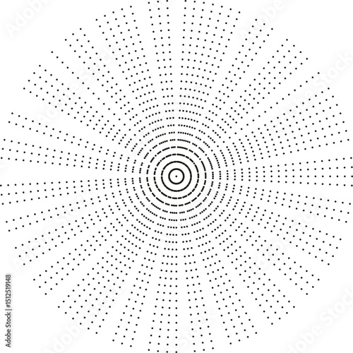 Circular dotted rays radiating uniformly from the center, forming a geometric abstract texture.