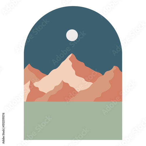 Mountain and full moon landscape 