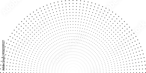 Dotted rays form a semi-circle with an empty center.