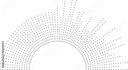 Irregular dotted rays cover only one quarter of the semi-circle.