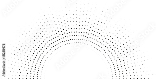 Dotted rays of varying lengths form a semi-circular pattern.