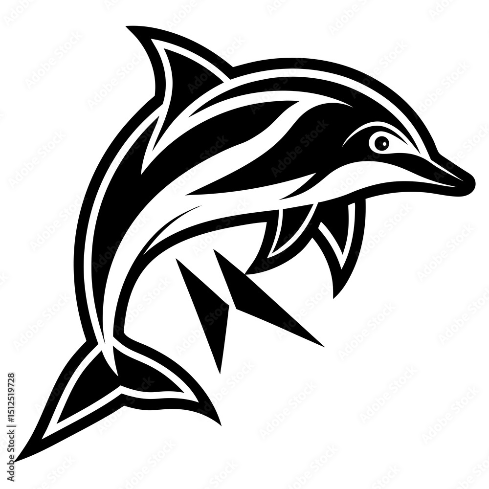 Naklejka premium Colorful dolphin with dynamic shapes vector illustration
