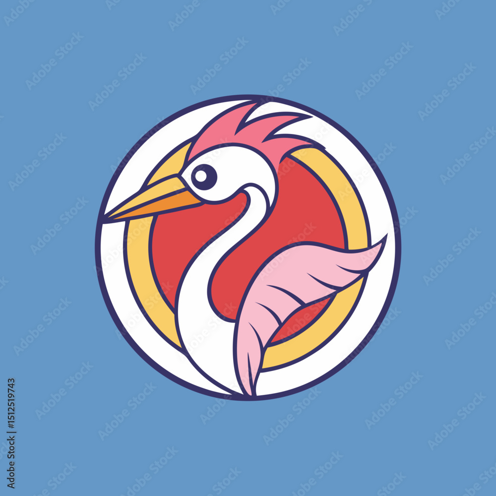 Fototapeta premium Japanese minimalist crane bird logo vector illustration