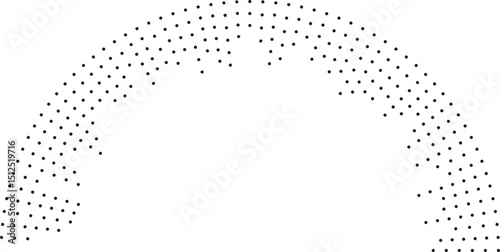 Irregular dotted rays form a semicircle, tapering at the inside end.