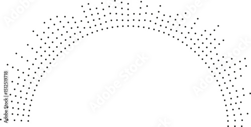 Irregular dotted rays form a semicircle, tapering at the outside end.