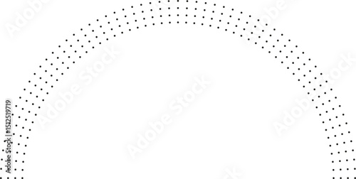 Dotted rays form a large semicircle with an empty center space.