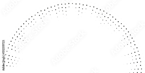 Dotted rays form a semicircular pattern, tapering toward the inside ends with a large empty center space.