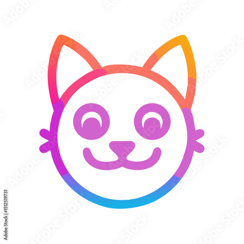 Cheerful cat in colorful happy style vector illustration