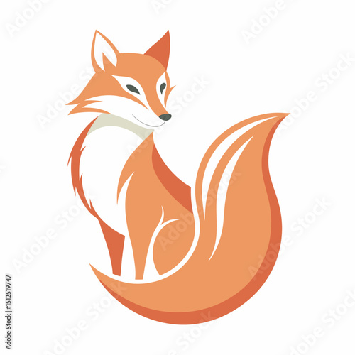 Delicate fox with watercolor texture vector illustration