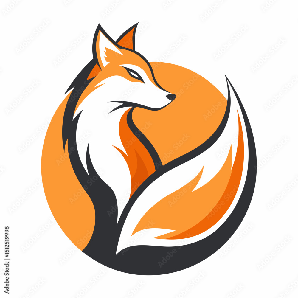 Obraz premium Sleek fox silhouette modern orange and gray vector illustration